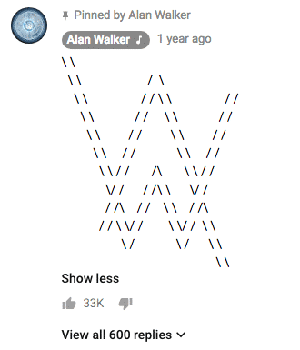 most liked youtube comment alan walker